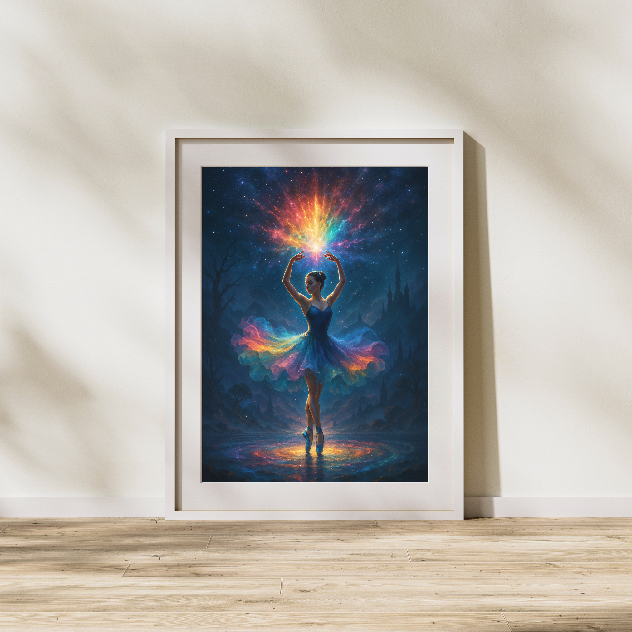 Ballerina - Tanzende Silhouette mit Neon-Farben l KI Kunst l Digital Download