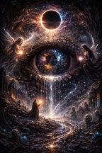 👁 Eye of Worlds | Cosmic Balance Art | Spiritual AI Artwork | Digital Download | 300 DPI