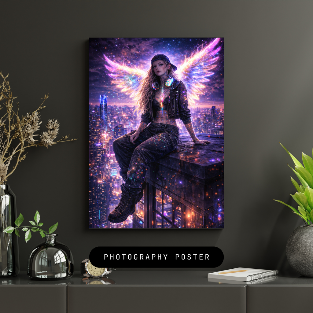 🌌NEON WINGS l Digitale KI Wandkunst l Download