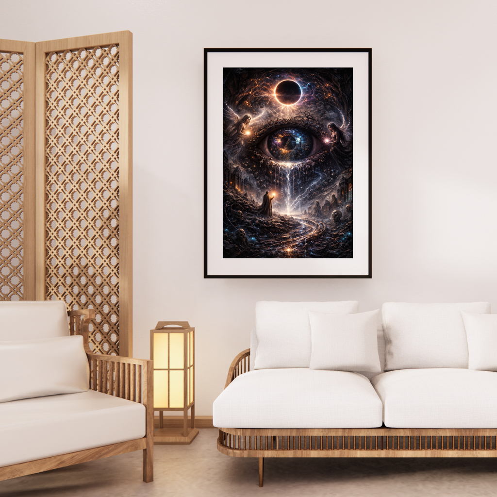 👁 Eye of Worlds | Cosmic Balance Art | Spiritual AI Artwork | Digital Download | 300 DPI