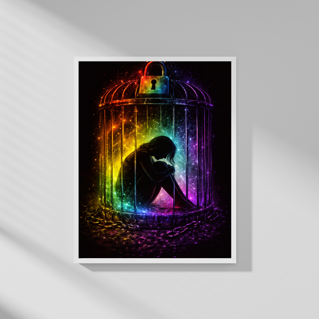 🖤 Between Silence and Truth | Mystical Fantasy AI Art | Emotional Inner World | Digital Download | 300 DPI
