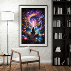 Meditative Frau im Kosmos | Magische KI Art l Digitaler Download | Hochauflösend (300 DPI)