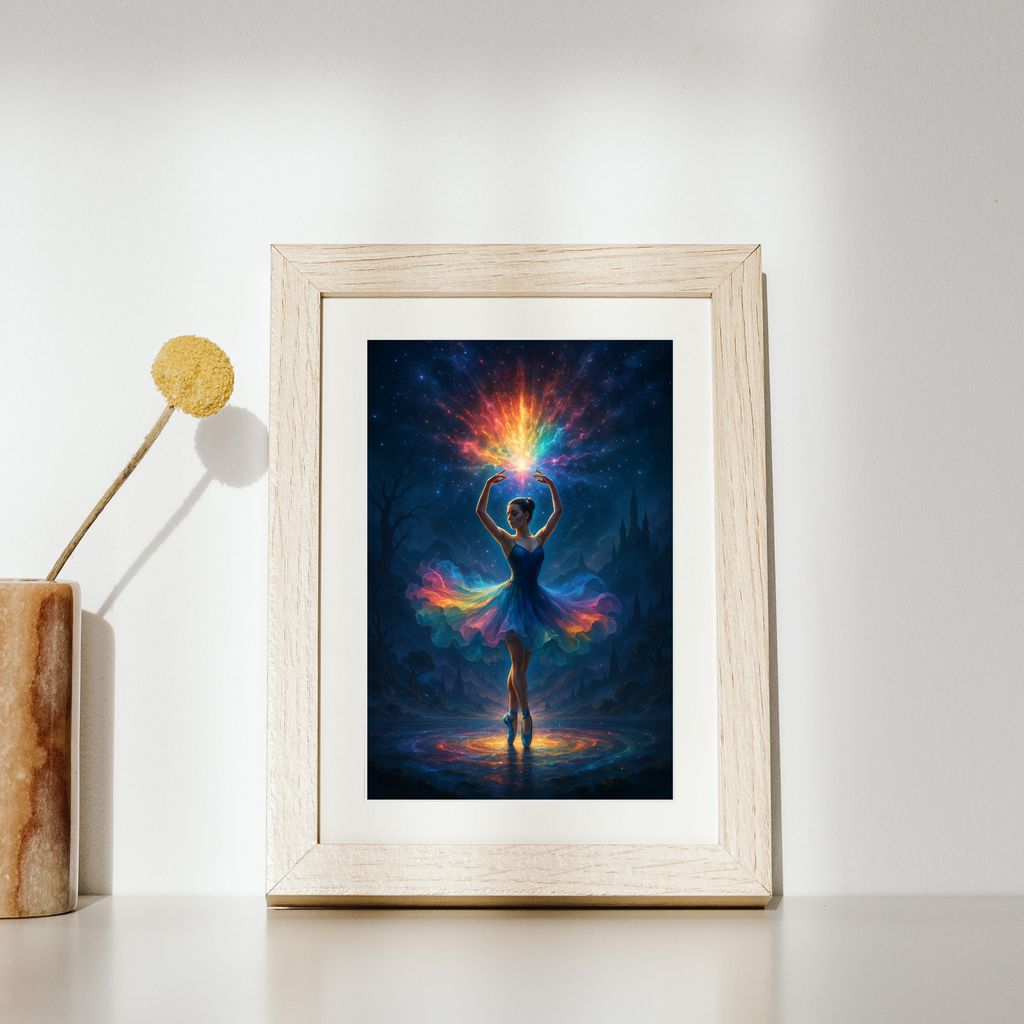 Ballerina - Tanzende Silhouette mit Neon-Farben l KI Kunst l Digital Download
