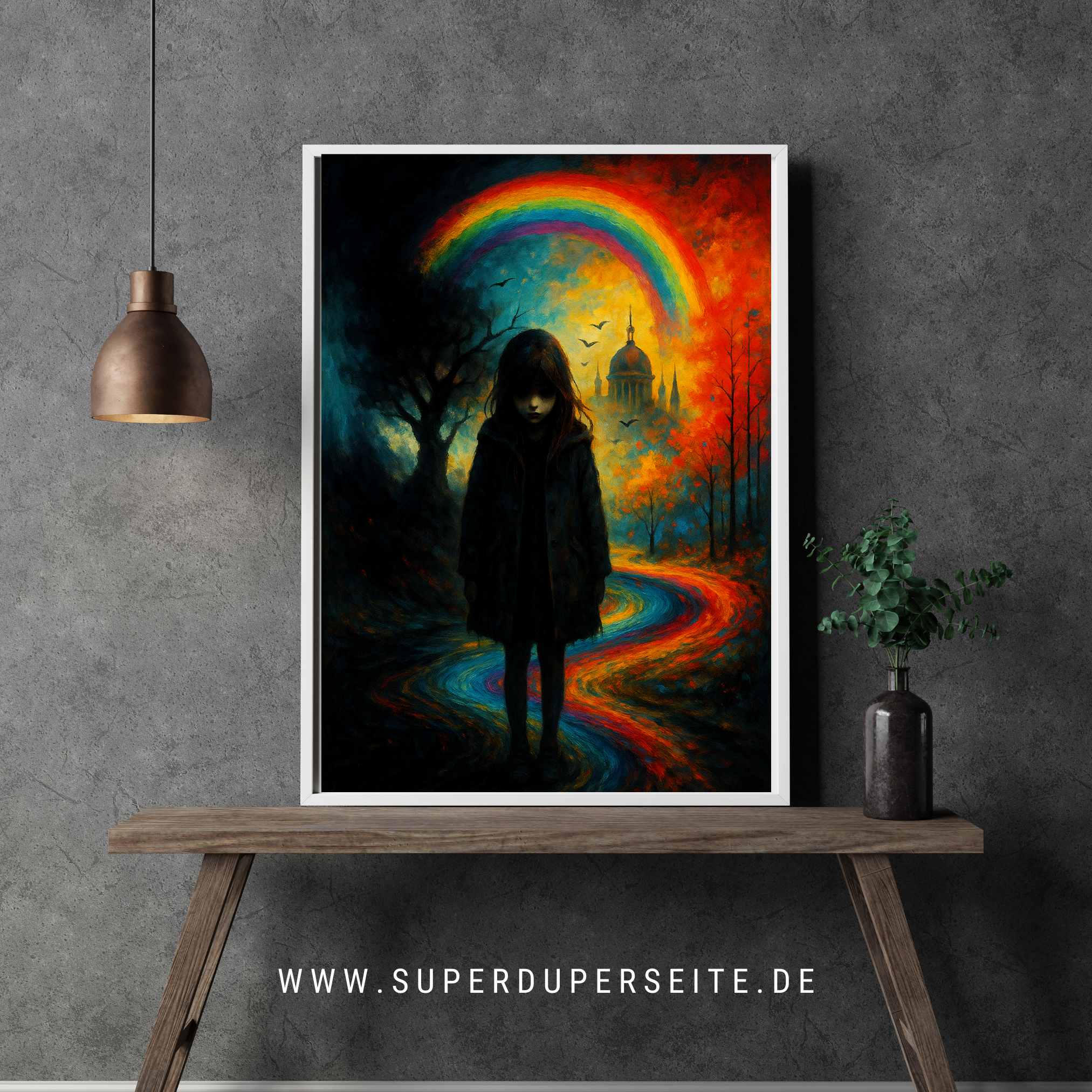 Kind mit Regenbogenfarben KI Kunstdruck – "Silent Child"l Digital Download