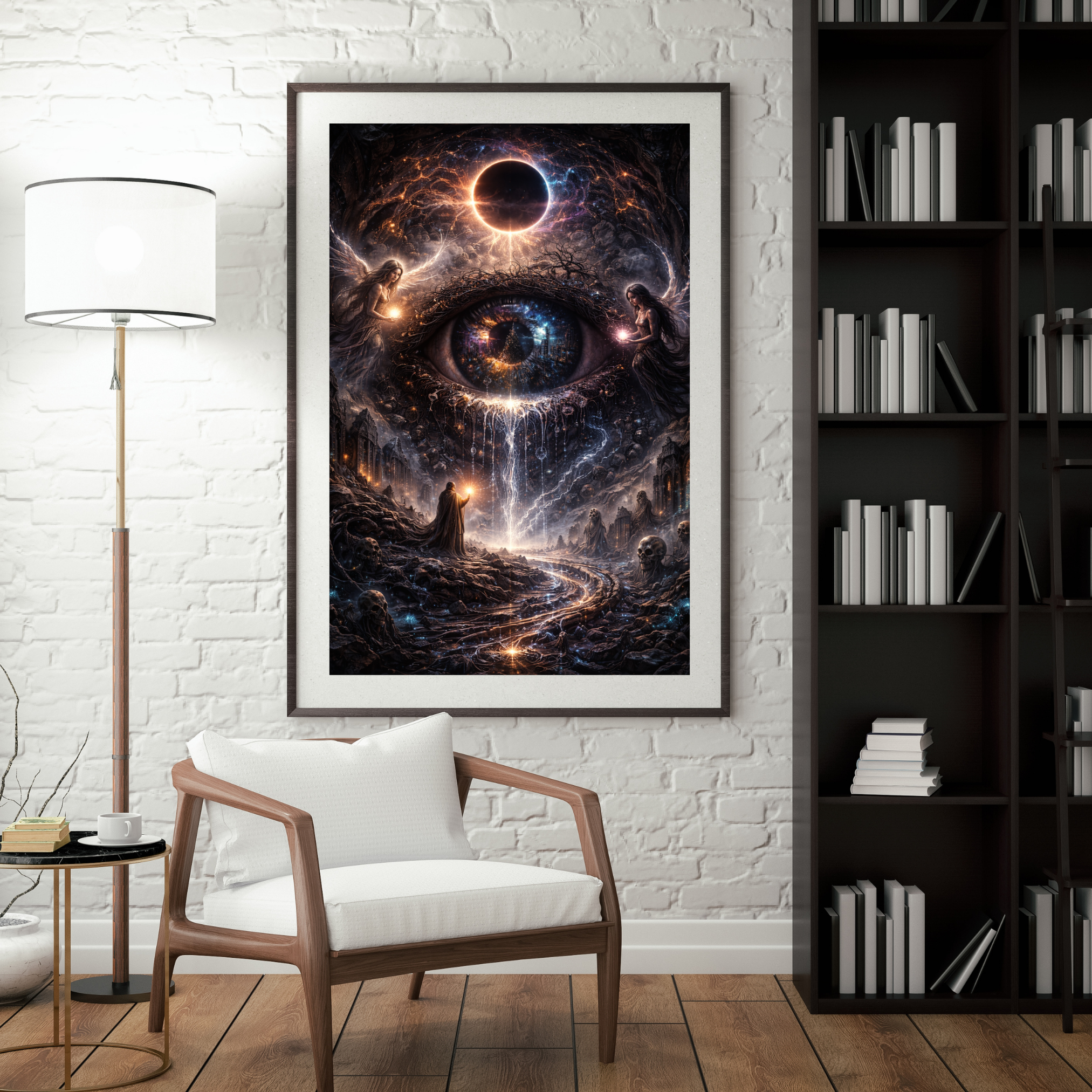 👁 Eye of Worlds | Cosmic Balance Art | Spiritual AI Artwork | Digital Download | 300 DPI