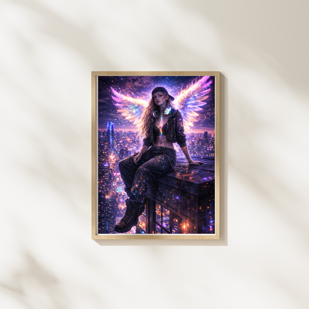 🌌NEON WINGS l Digitale KI Wandkunst l Download