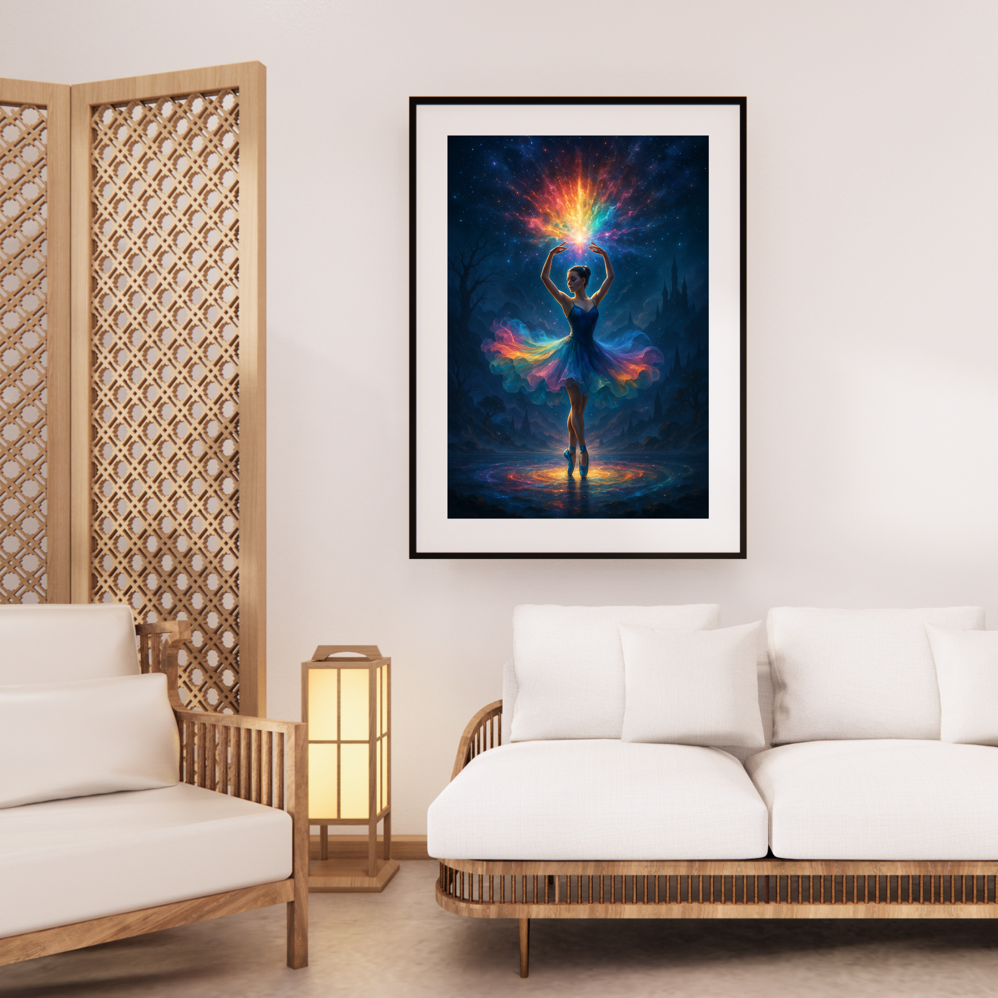 Ballerina - Tanzende Silhouette mit Neon-Farben l KI Kunst l Digital Download