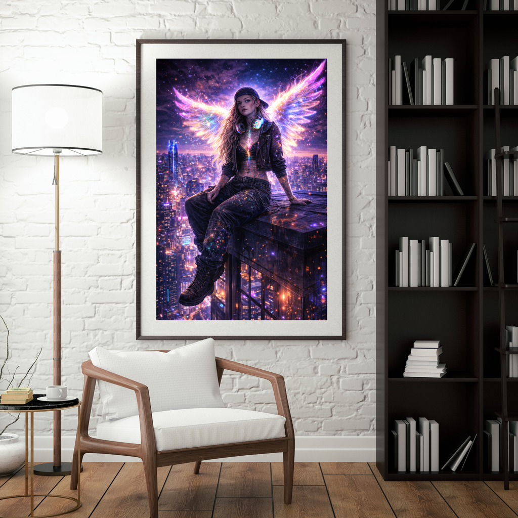 🌌NEON WINGS l Digitale KI Wandkunst l Download