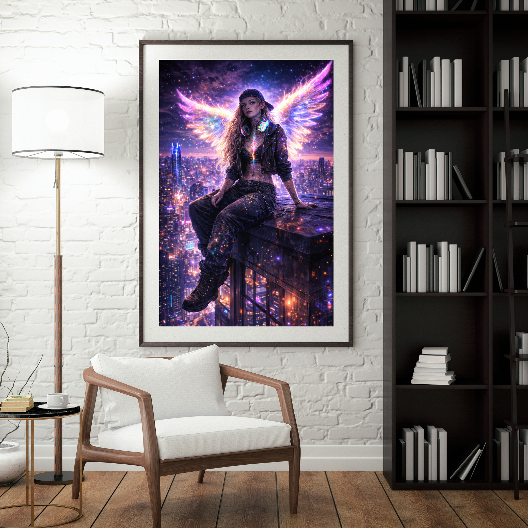 🌌NEON WINGS l Digitale KI Wandkunst l Download