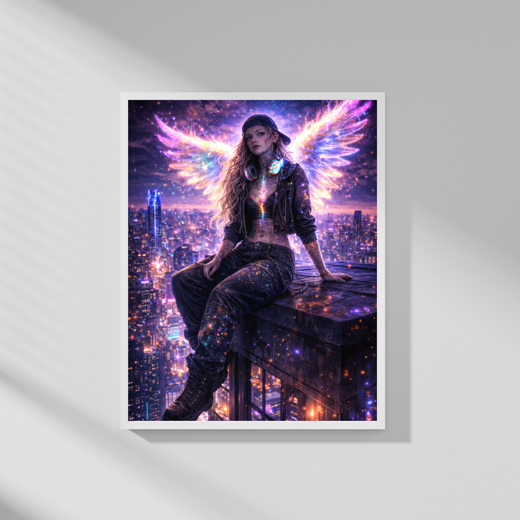 🌌NEON WINGS l Digitale KI Wandkunst l Download