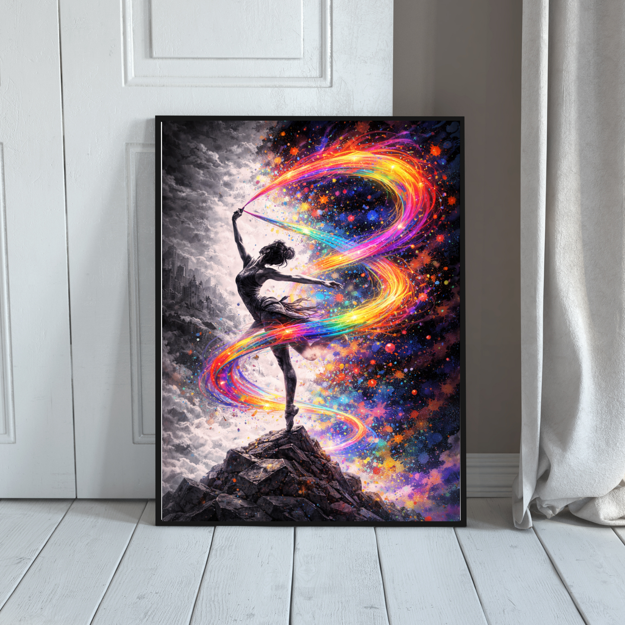 🌪 Woman in the Storm of colors | Energy Flow Art | Emotional Movement | AI Artwork | Digital Download | 300 DPI