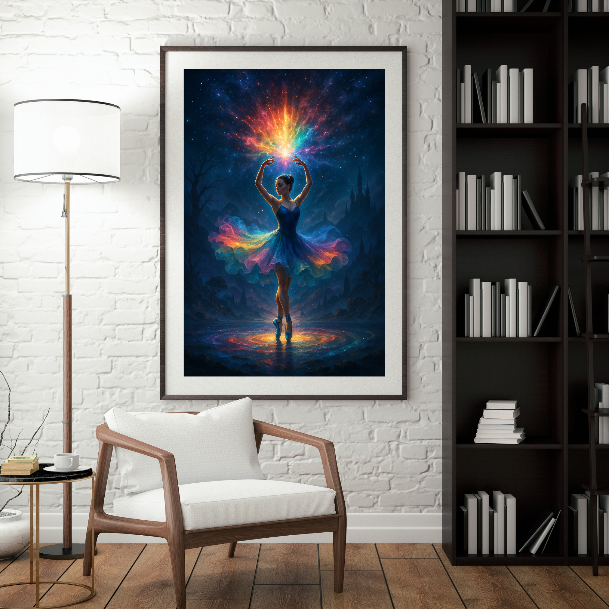 Ballerina - Tanzende Silhouette mit Neon-Farben l KI Kunst l Digital Download