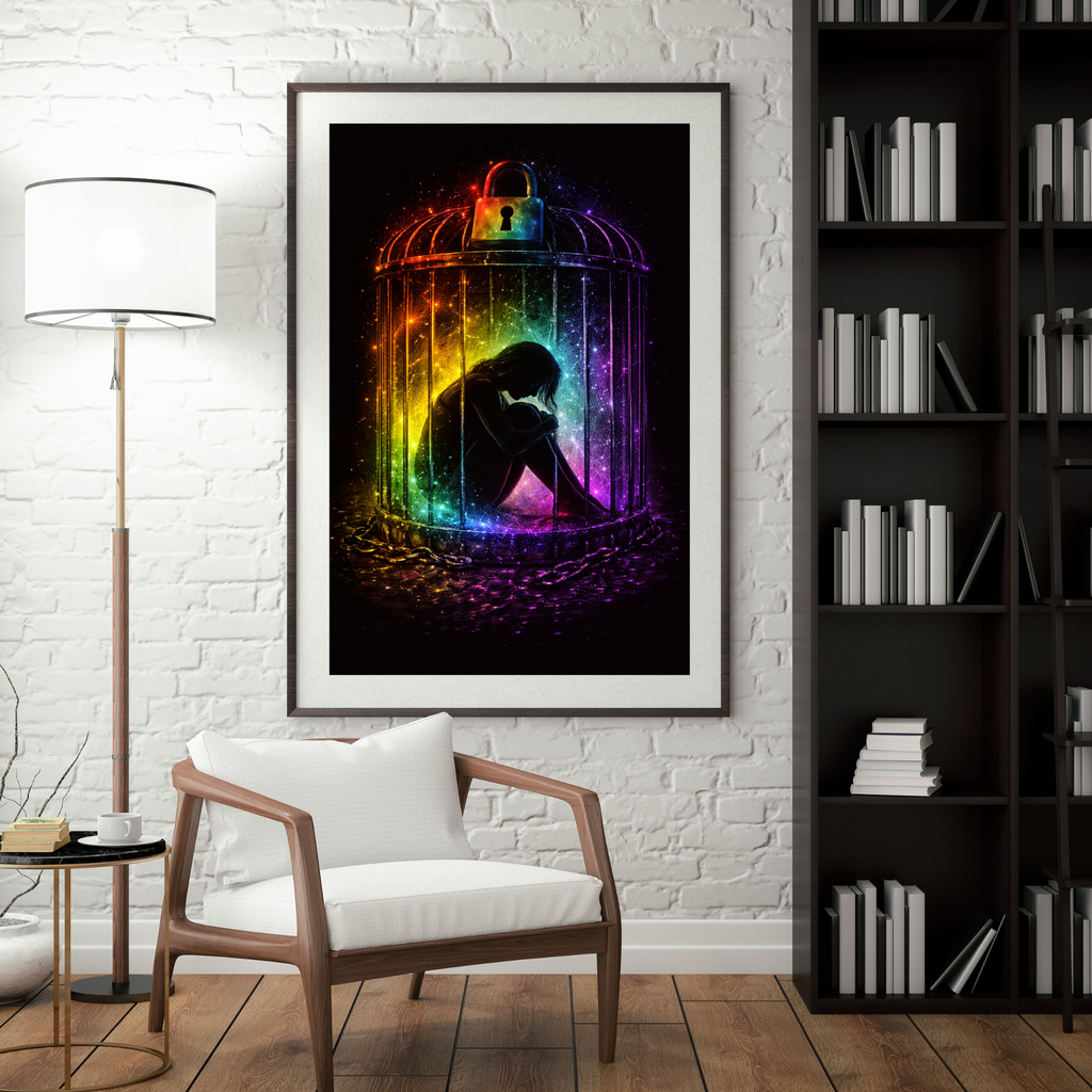 🖤 Between Silence and Truth | Mystical Fantasy AI Art | Emotional Inner World | Digital Download | 300 DPI