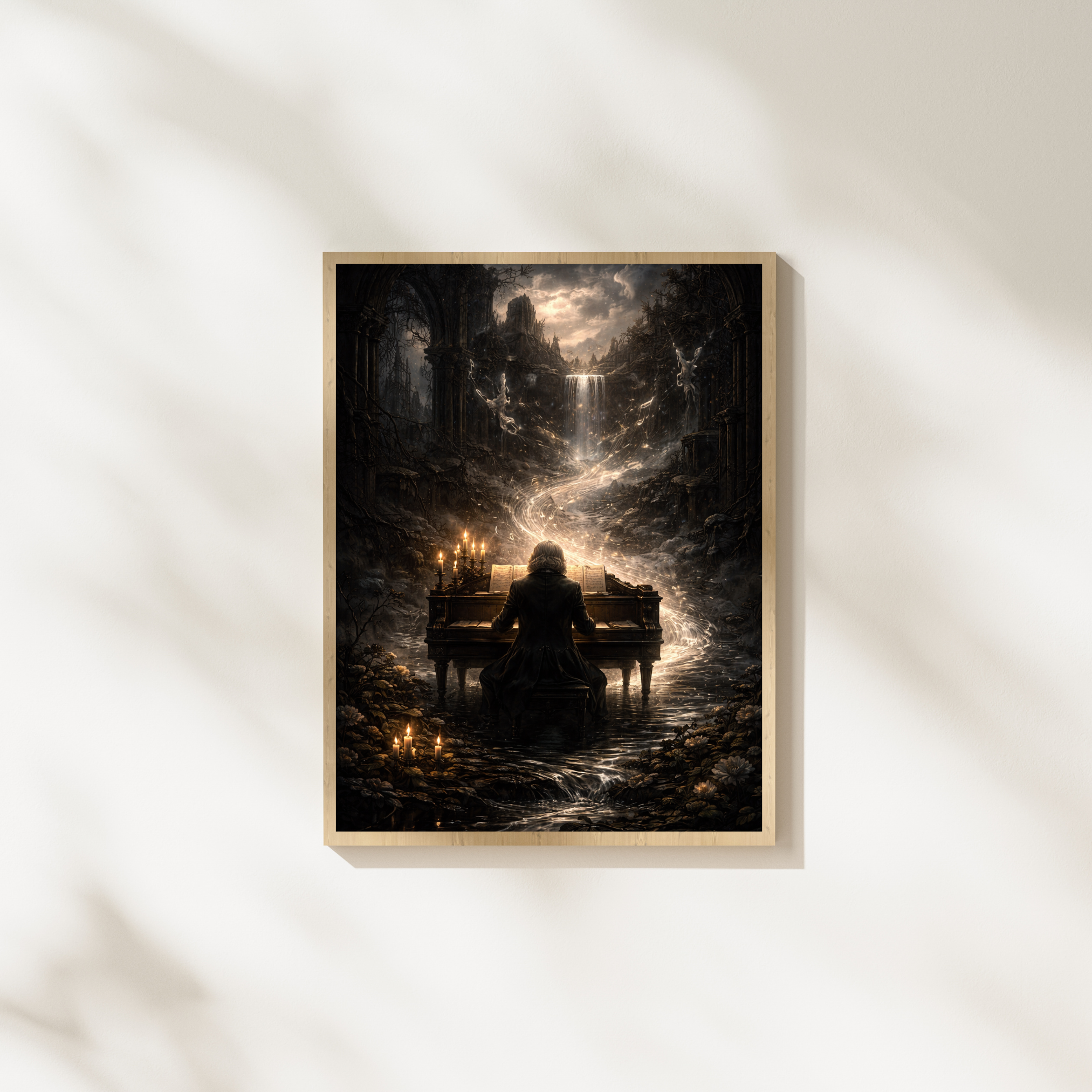 Mann am Klavier | Dark Fantasy KI Wandkunst l Printable Art