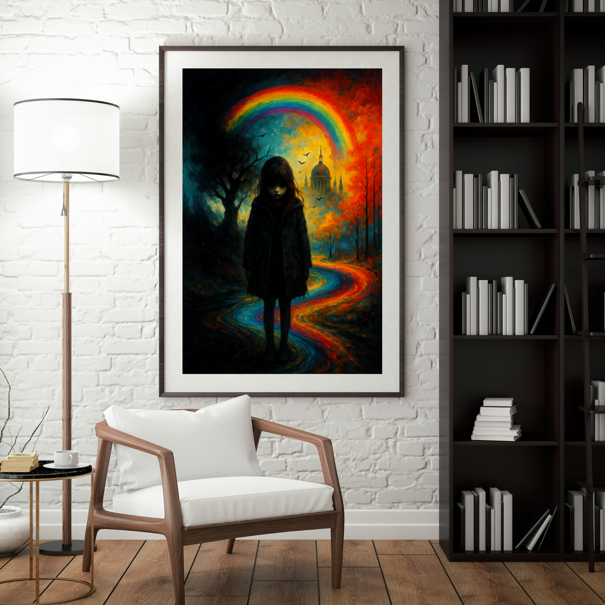 Kind mit Regenbogenfarben KI Kunstdruck – "Silent Child"l Digital Download