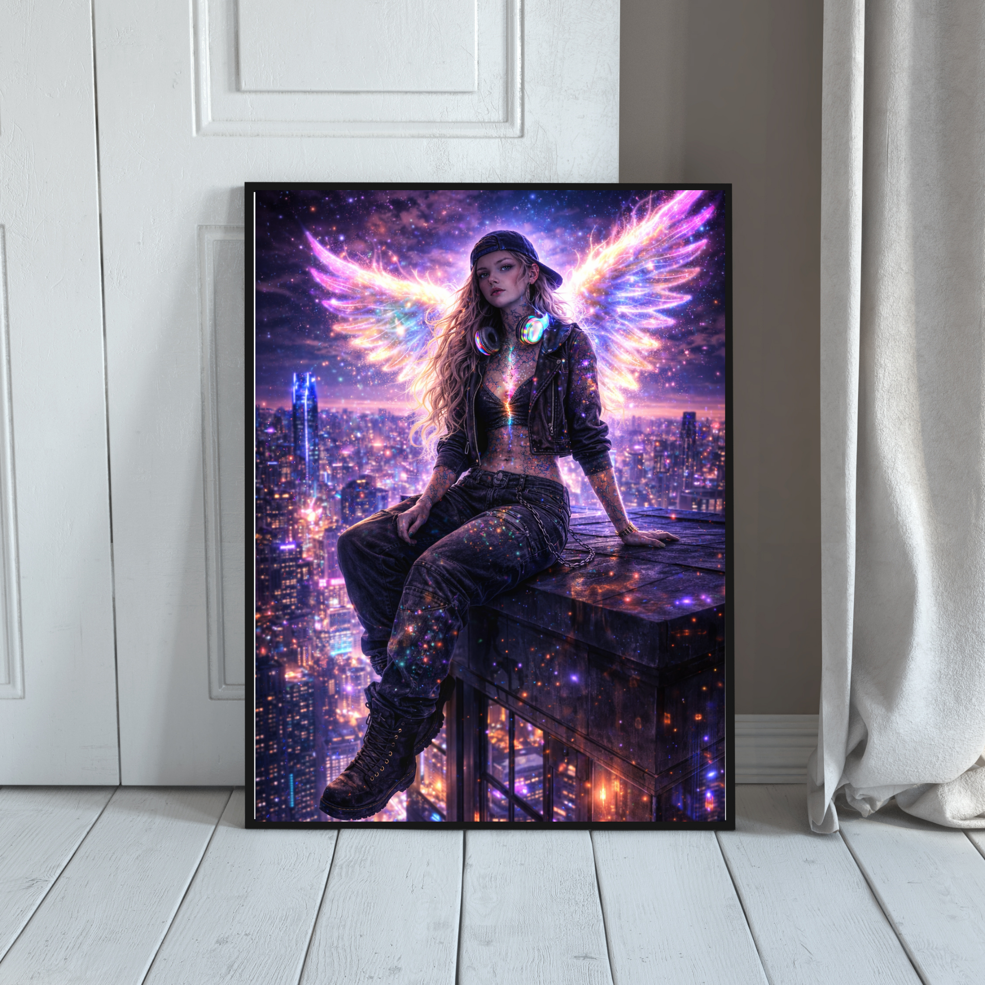 🌌NEON WINGS l Digitale KI Wandkunst l Download