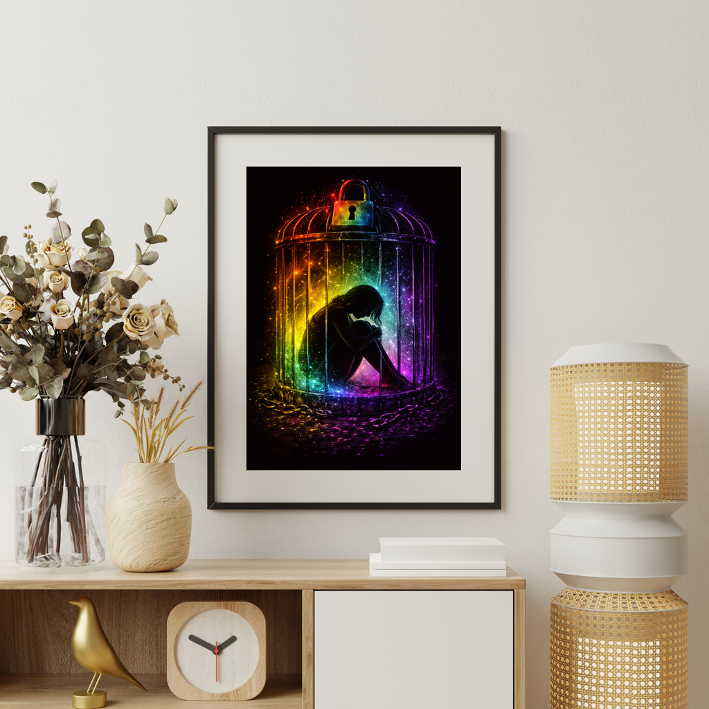 🖤 Between Silence and Truth | Mystical Fantasy AI Art | Emotional Inner World | Digital Download | 300 DPI