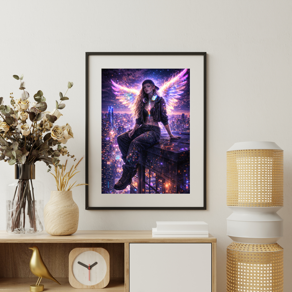 🌌NEON WINGS l Digitale KI Wandkunst l Download