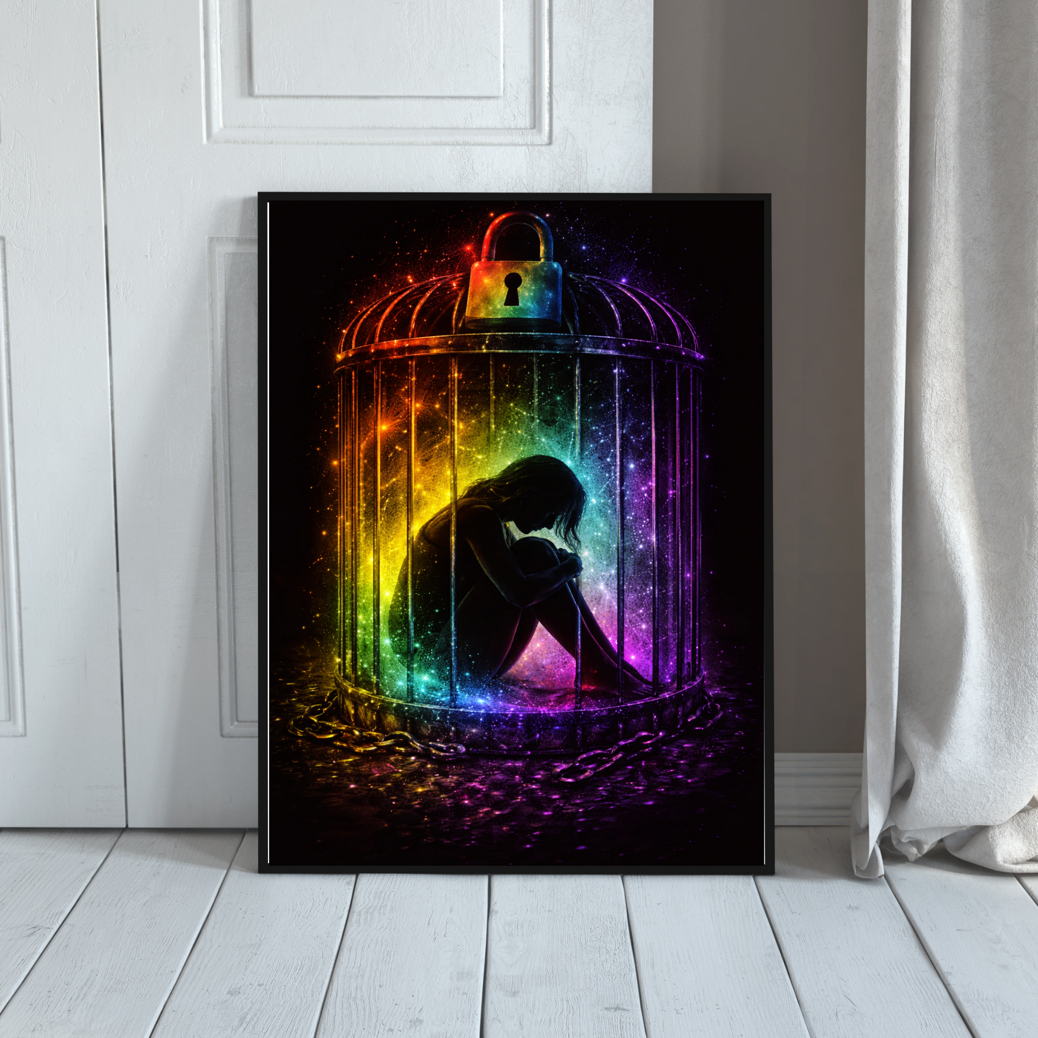 🖤 Between Silence and Truth | Mystical Fantasy AI Art | Emotional Inner World | Digital Download | 300 DPI