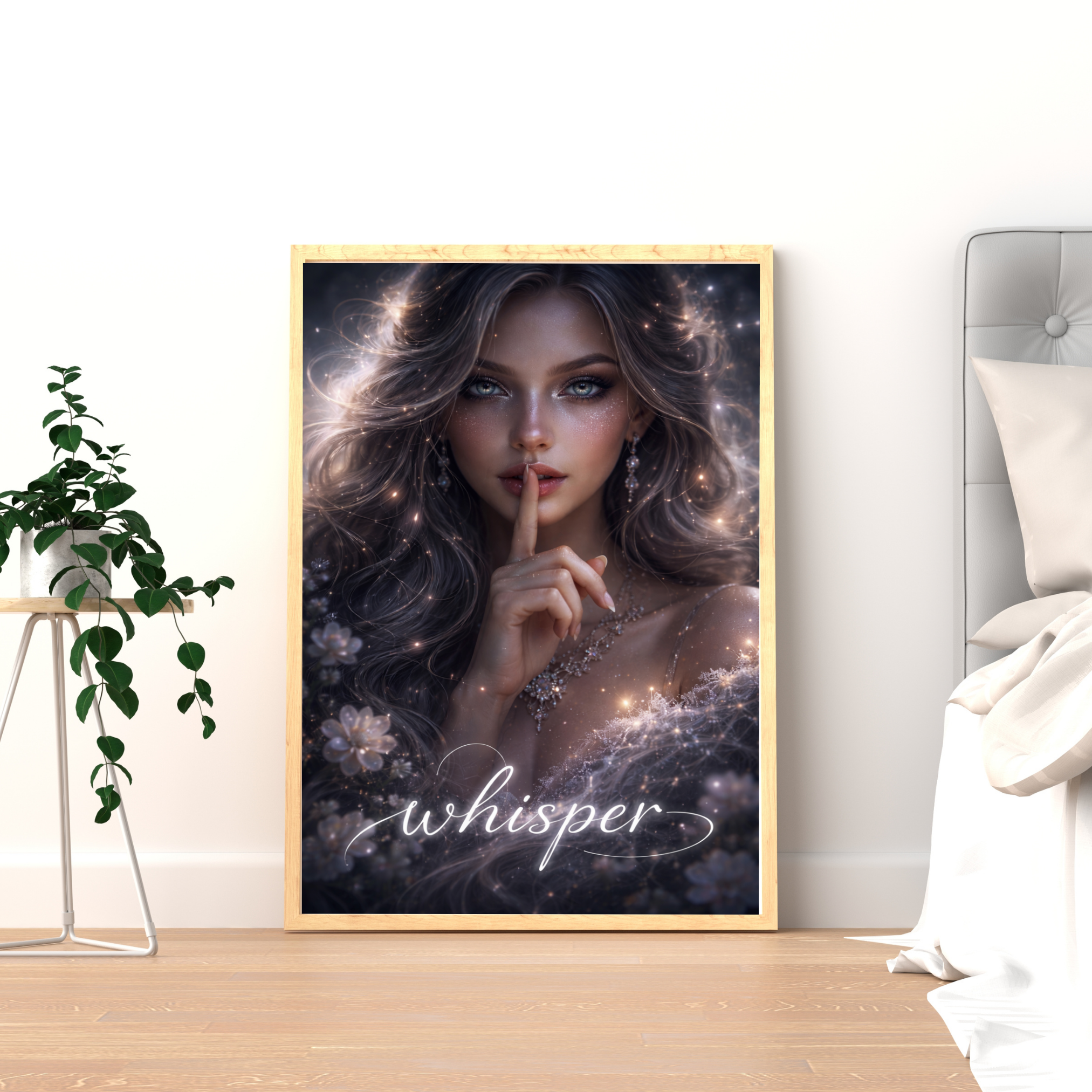 🤍 WHISPER – Between Silence and Truth | Mystical AI Art | Digital Download | 300 DPI