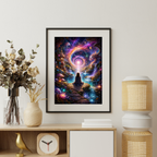 Meditative Frau im Kosmos | Magische KI Art l Digitaler Download | Hochauflösend (300 DPI)