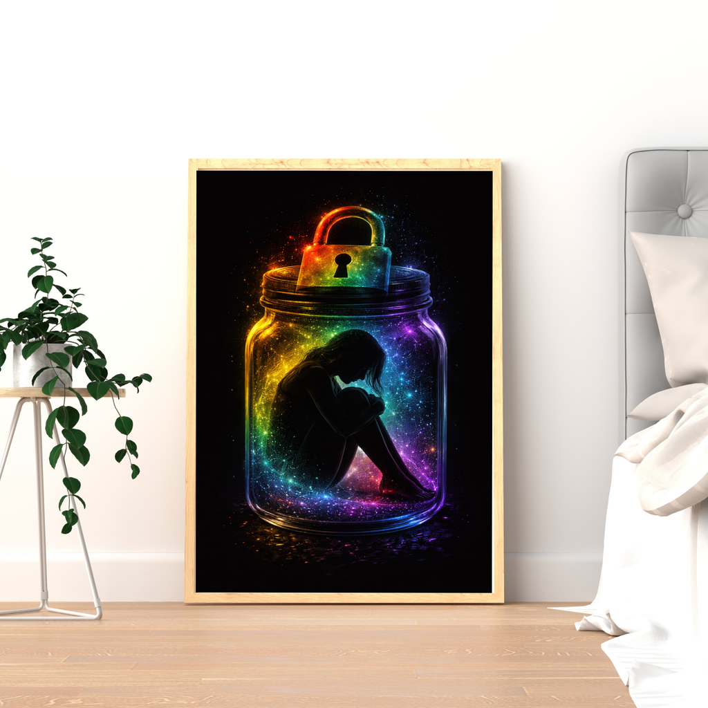 🖤 Between Silence and Truth | Mystical Fantasy AI Art | Emotional Inner World | Digital Download | 300 DPI