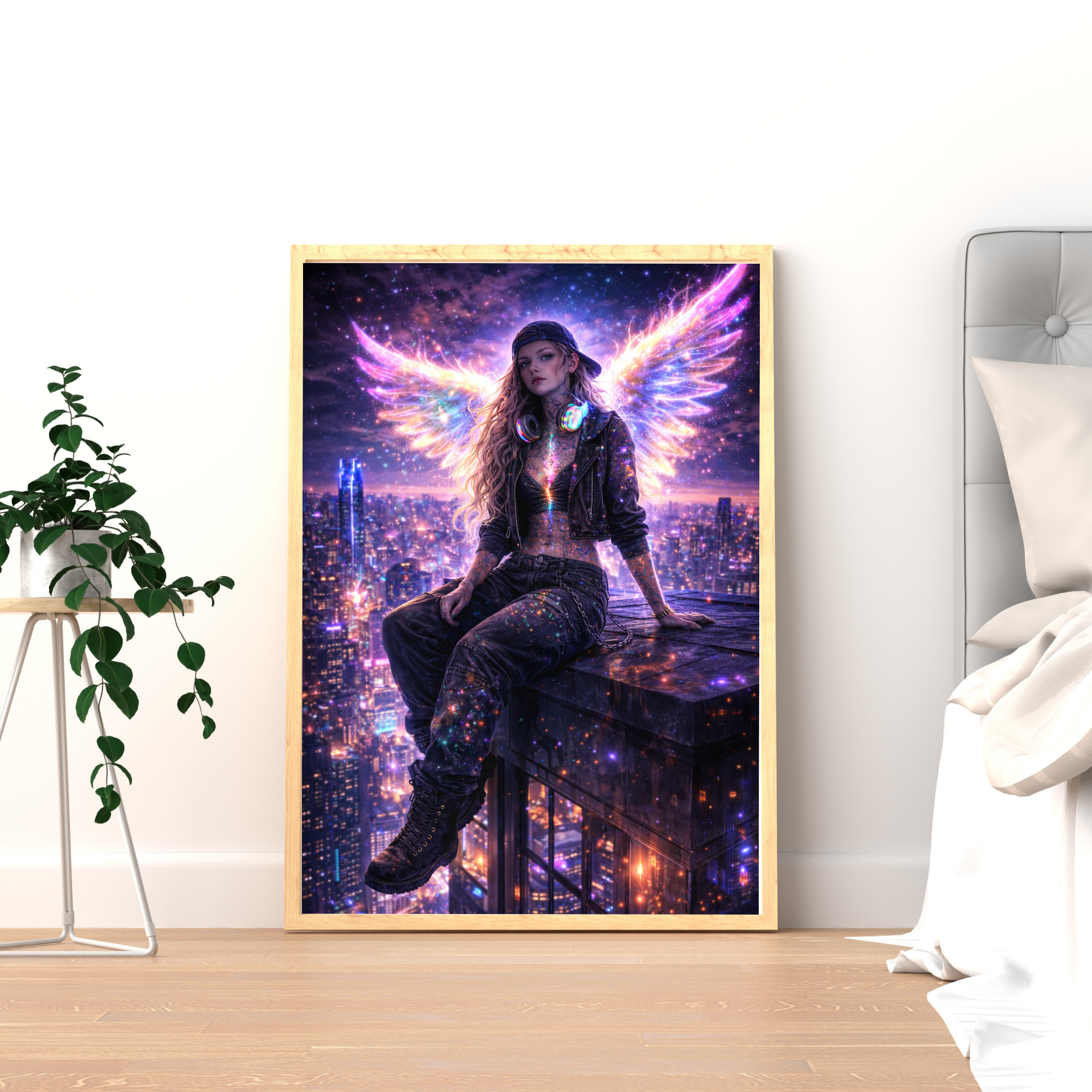 🌌NEON WINGS l Digitale KI Wandkunst l Download