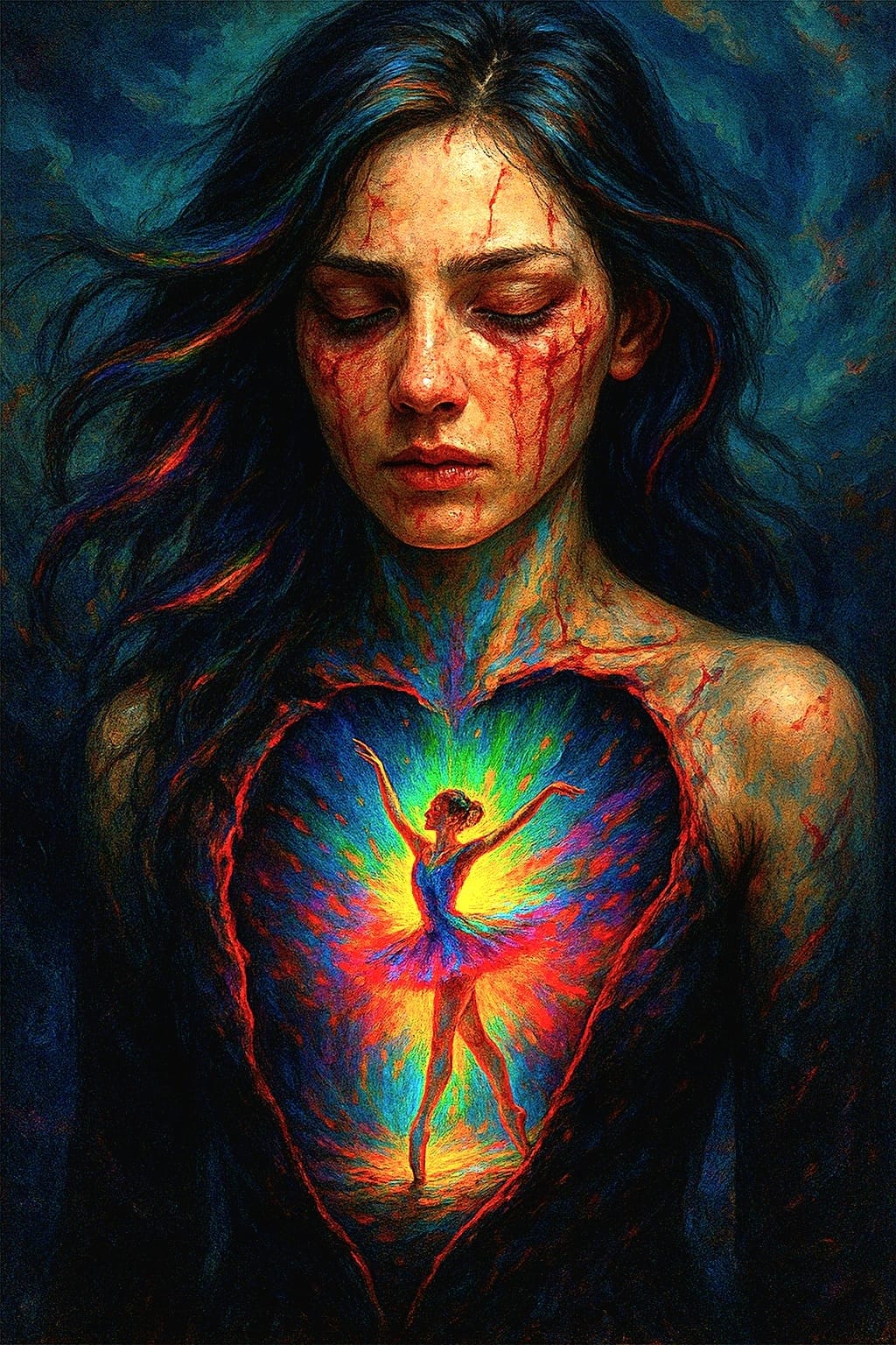 Magische KI-Artwork „The Silent Dance of Healing“ | Digitaler Download | Hochauflösend (300 DPI)