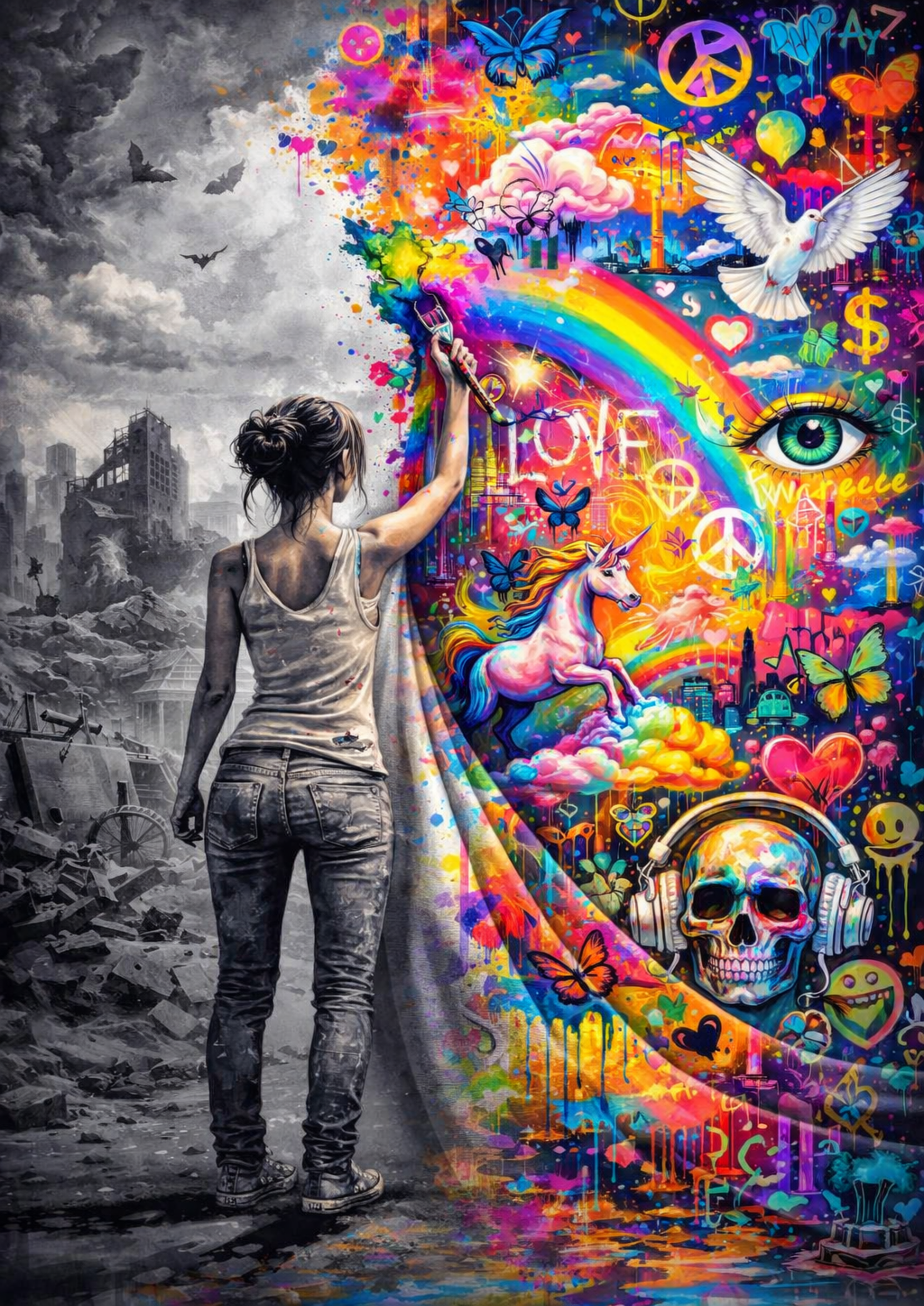 Hinter dem Vorhang der Wirklichkeit l Magische KI Kunst | Printable Art