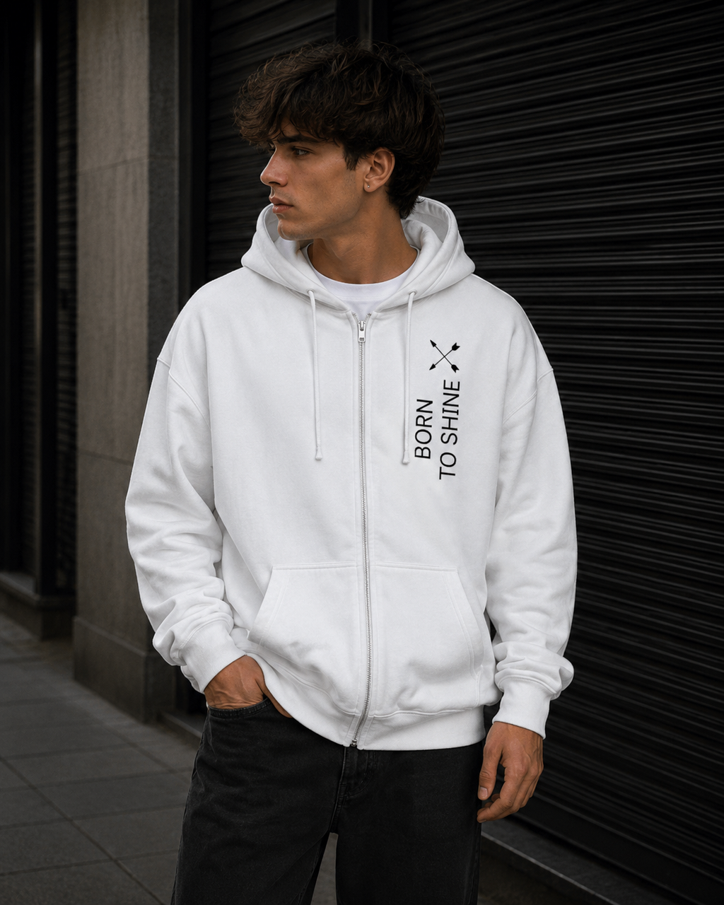 Klassischer Unisex Zip-Hoodie l BORN TO SHINE l KI Artwork