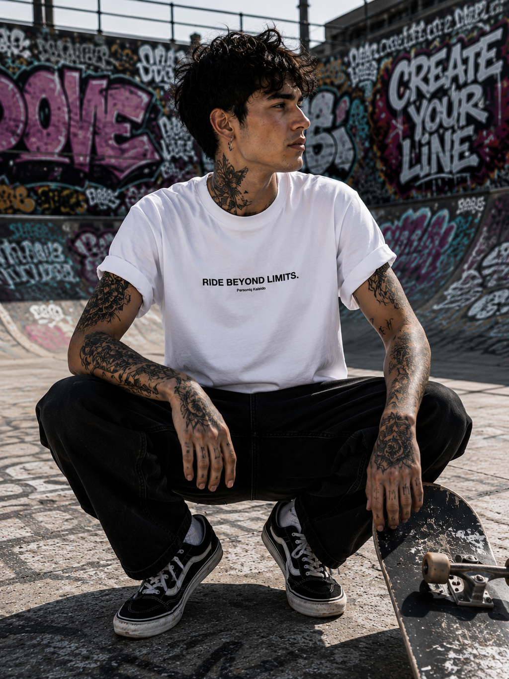 RIDE BEYOND LIMITS l Performance Unisex Statement T-shirt White