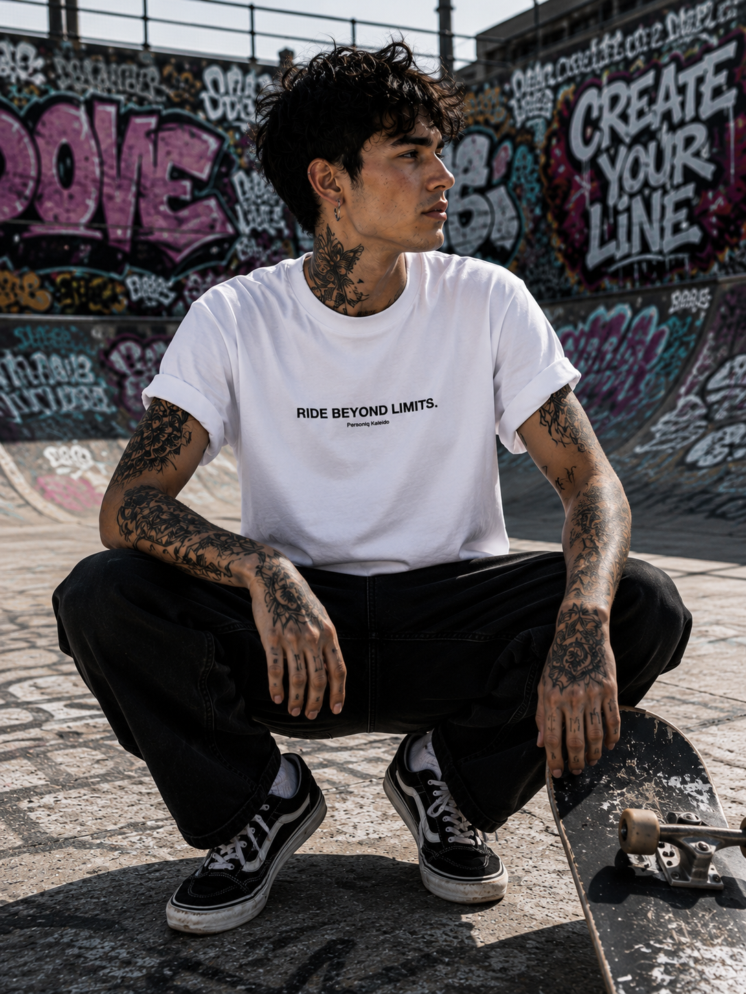 RIDE BEYOND LIMITS l Performance Unisex Statement T-shirt White