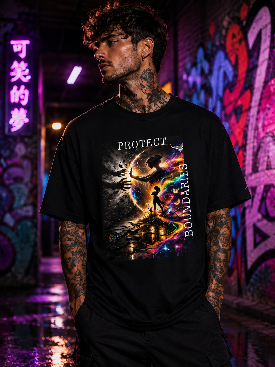 PROTECT BOUNDARIES Unisex T-Shirt l Digital Artwork