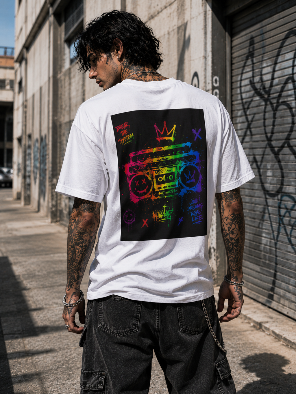 PLAY LOUD. l Performance Unisex-Statement-T-Shirt Weiß