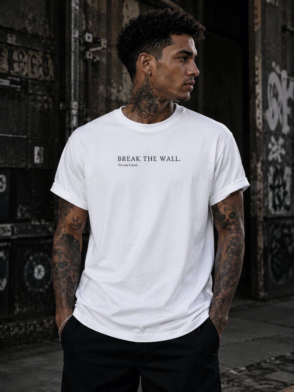 BREAK THE WALL. l Performance Unisex Statement T-shirt White