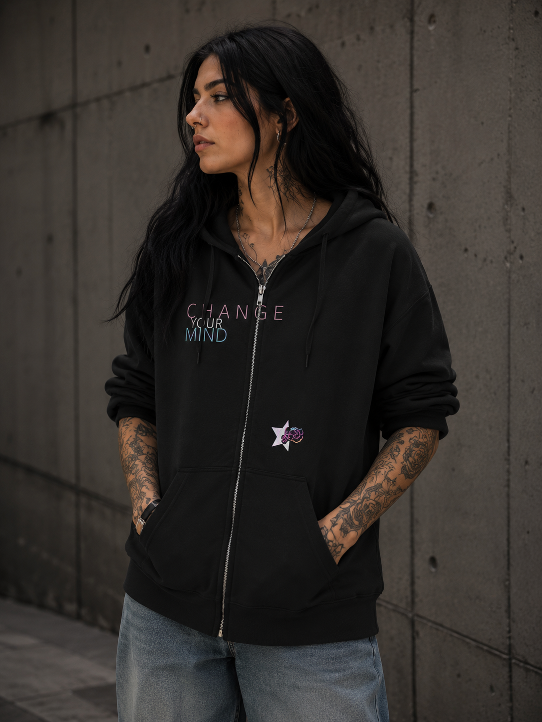 🖤CHANGE YOUR MIND – Unisex Zip Hoodie | Digital Artwork