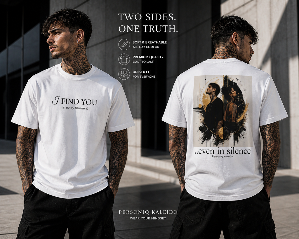I Find You / Even in Silence T-Shirt – Emotional Dual Message Streetwear | Minimal Front & Artistic Back Print | Unisex Statement