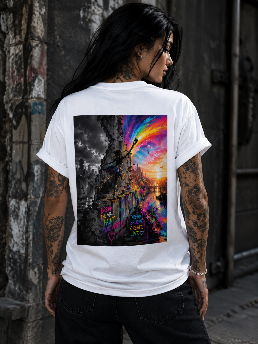BREAK THE WALL. l Performance Unisex Statement T-shirt White