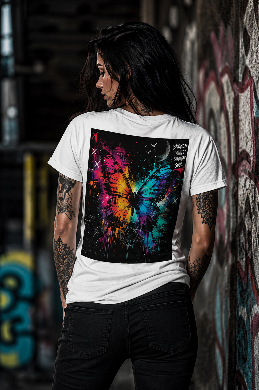 COLOR THE SCARS. – Butterfly V-Neck Shirt - Statement Tee for Strength & Transformation