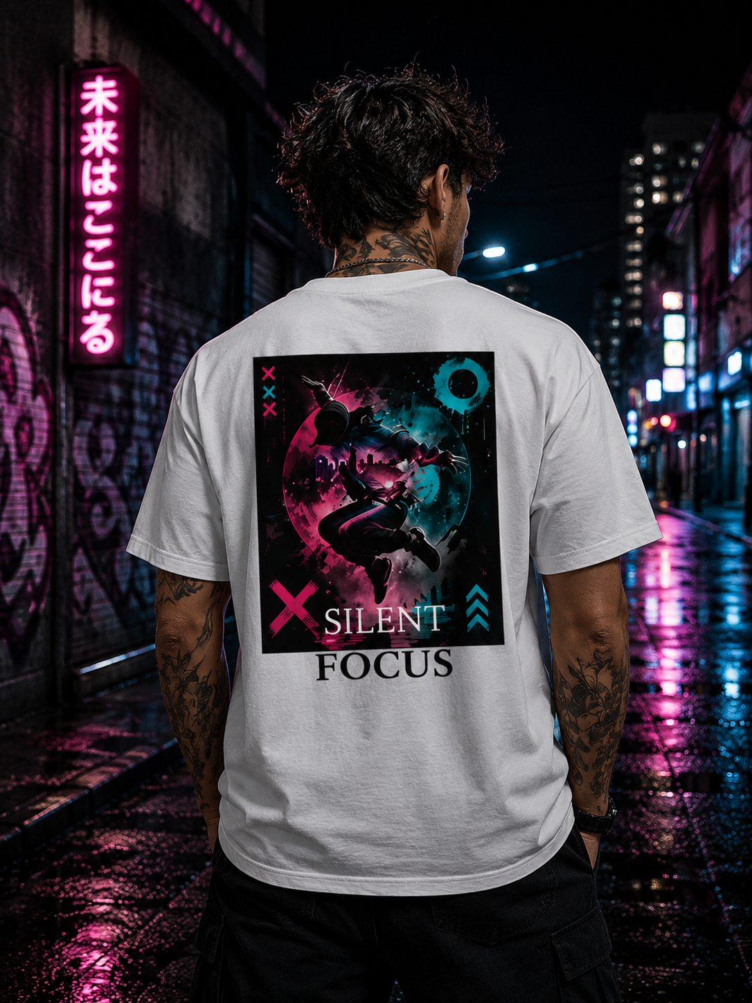 SILENT FOCUS l BE THE SHIFT Edition l Performance Unisex Crewneck T-shirt White