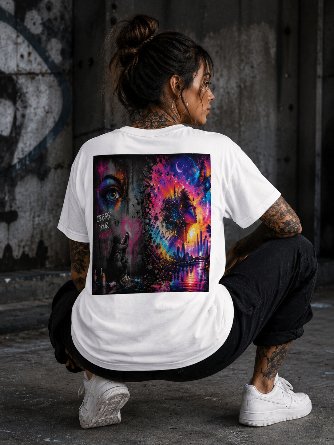 Reality Is A Choice | Graffiti Fantasy Performance T-Shir | Create Your Reality | Colorful Street Art Back Print