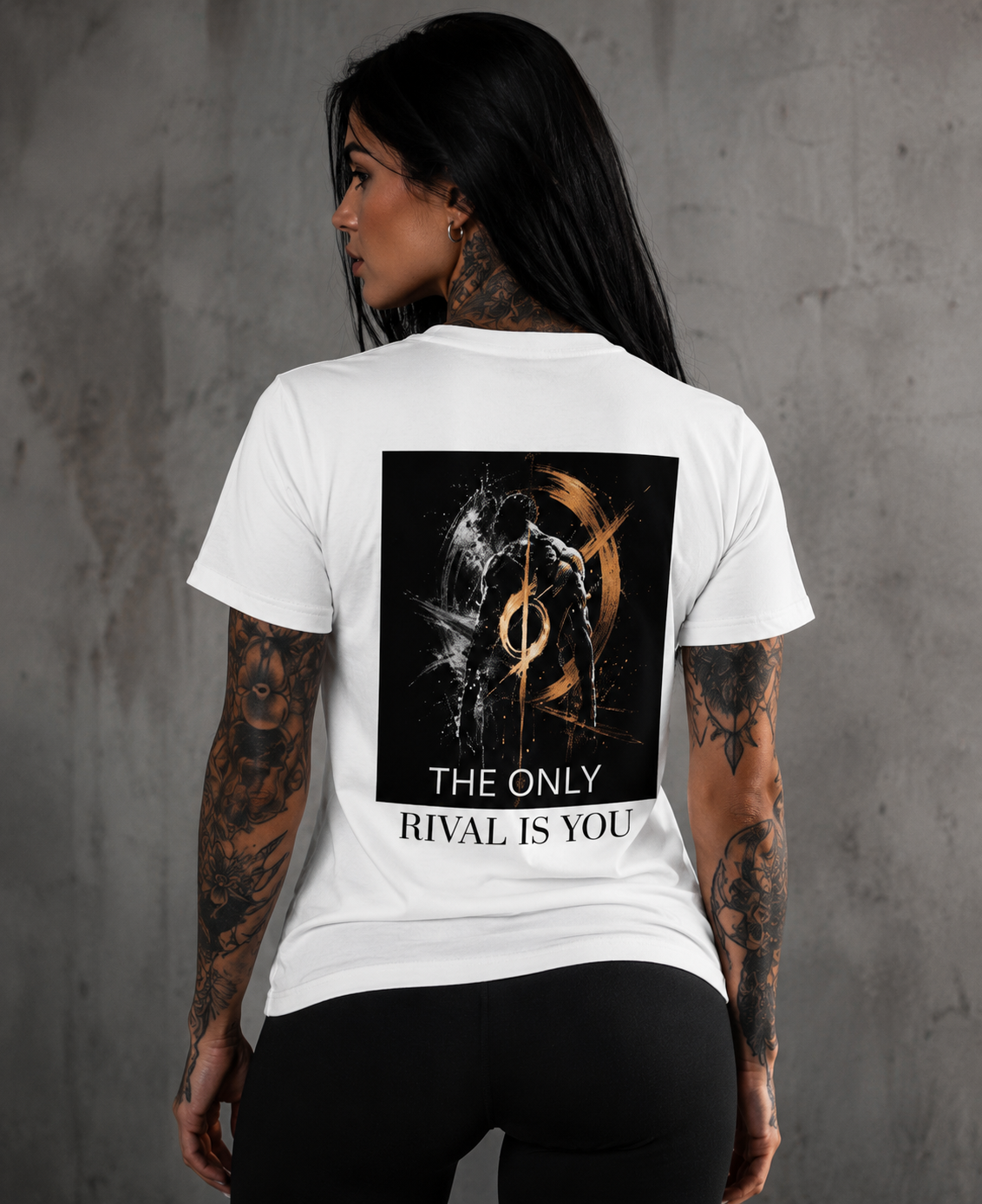THE ONLY RIVAL IS YOU l Performance Unisex-T-Shirt mit Rundhalsausschnitt Weiß