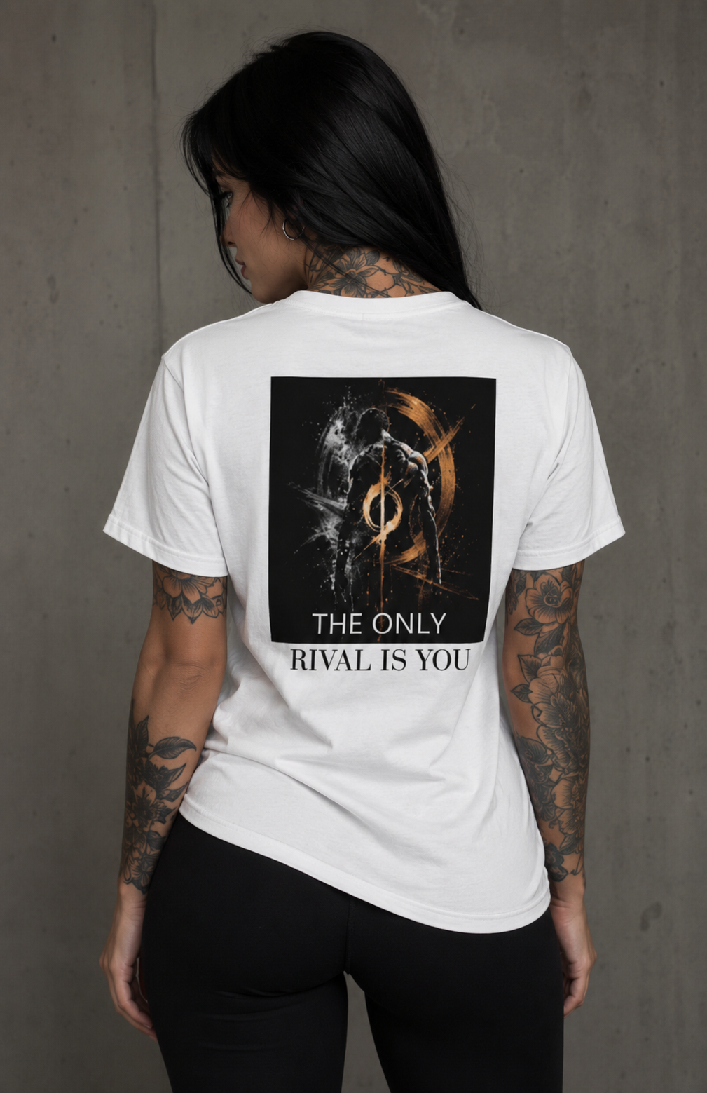 THE ONLY RIVAL IS YOU l Performance Unisex-T-Shirt mit Rundhalsausschnitt Weiß