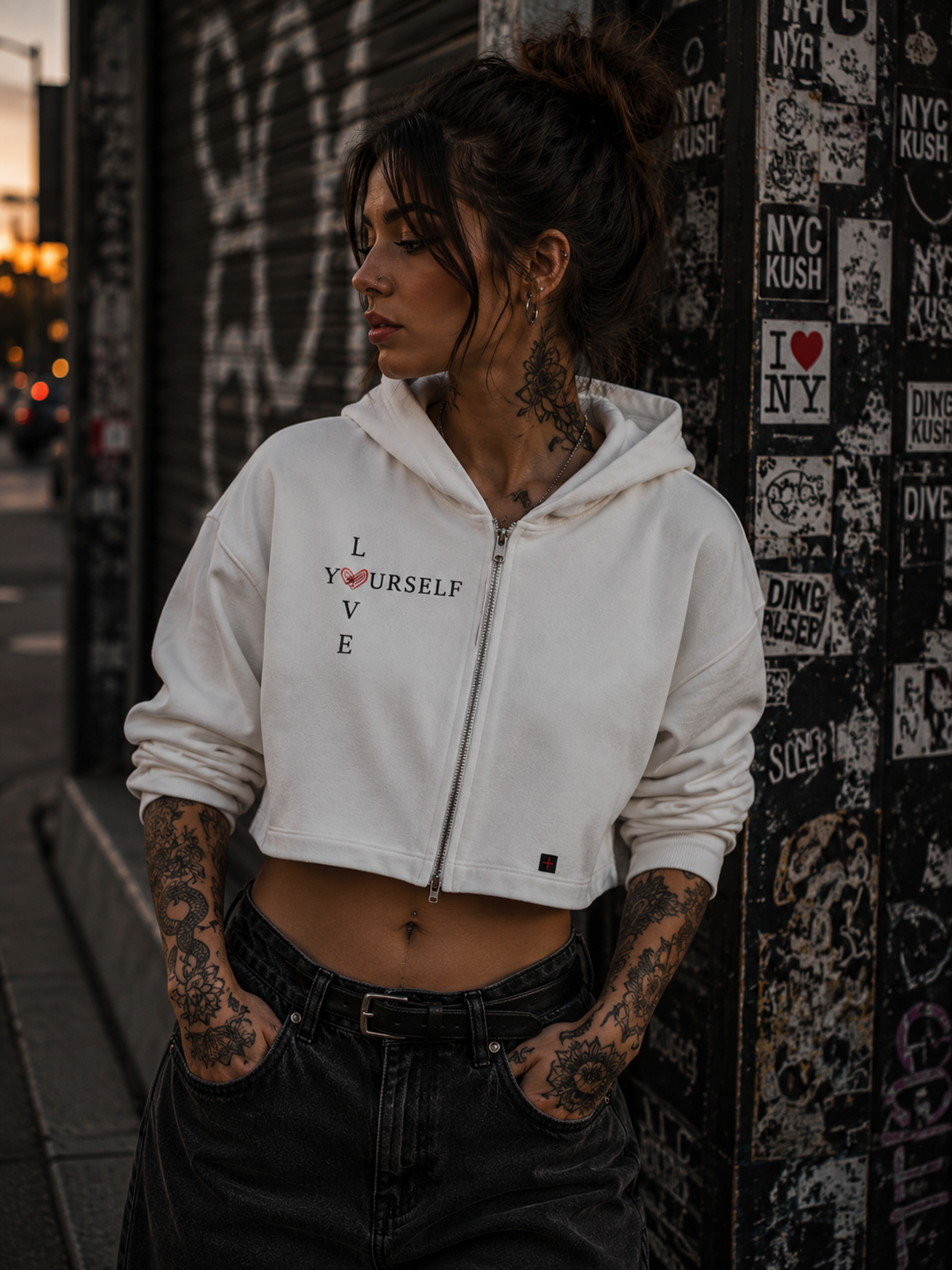 🖤LOVE YOURSELF – Cropped Hoodie | Digital Artwork