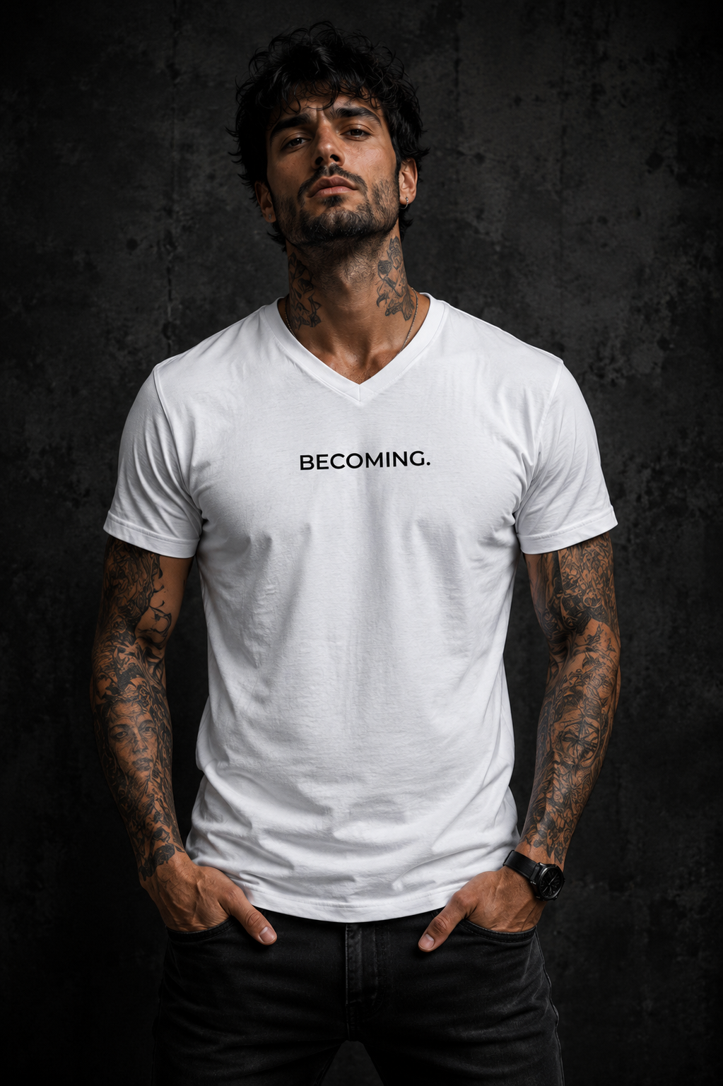 BECOMING. | Premium Unisex V-Neck Statement Shirt