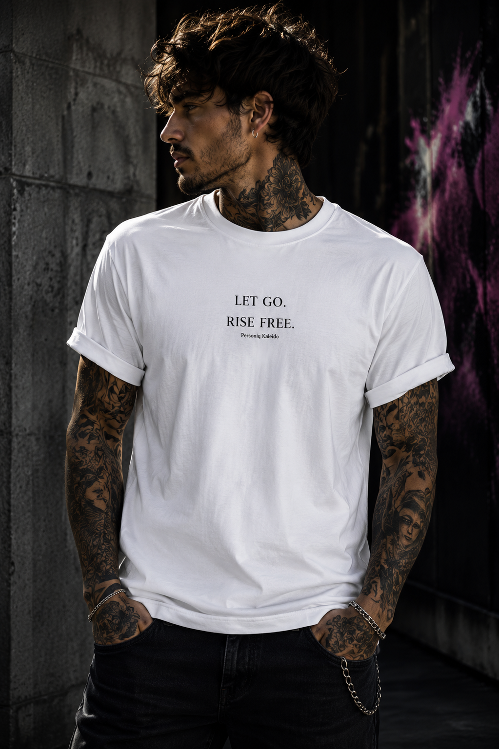 LET GO. RISE FREE. - Butterfly & Dandelion Back Print Unisex Performance T-Shirt