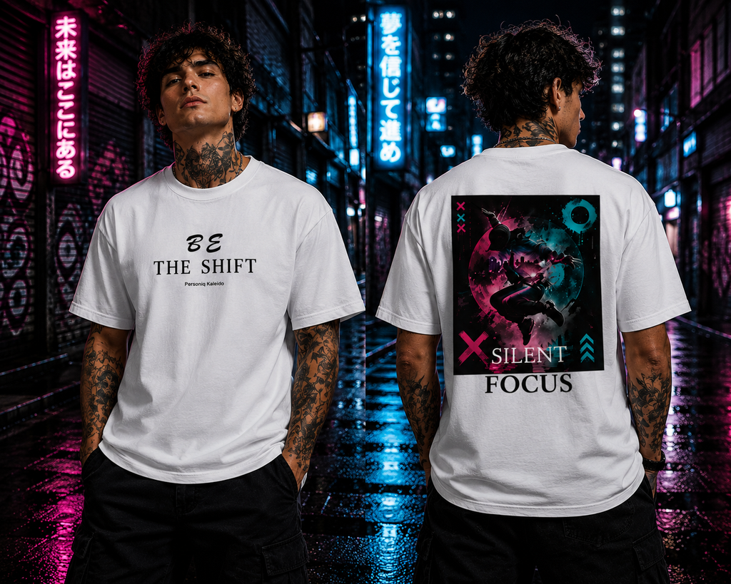SILENT FOCUS l BE THE SHIFT Edition l Performance Unisex Crewneck T-shirt White