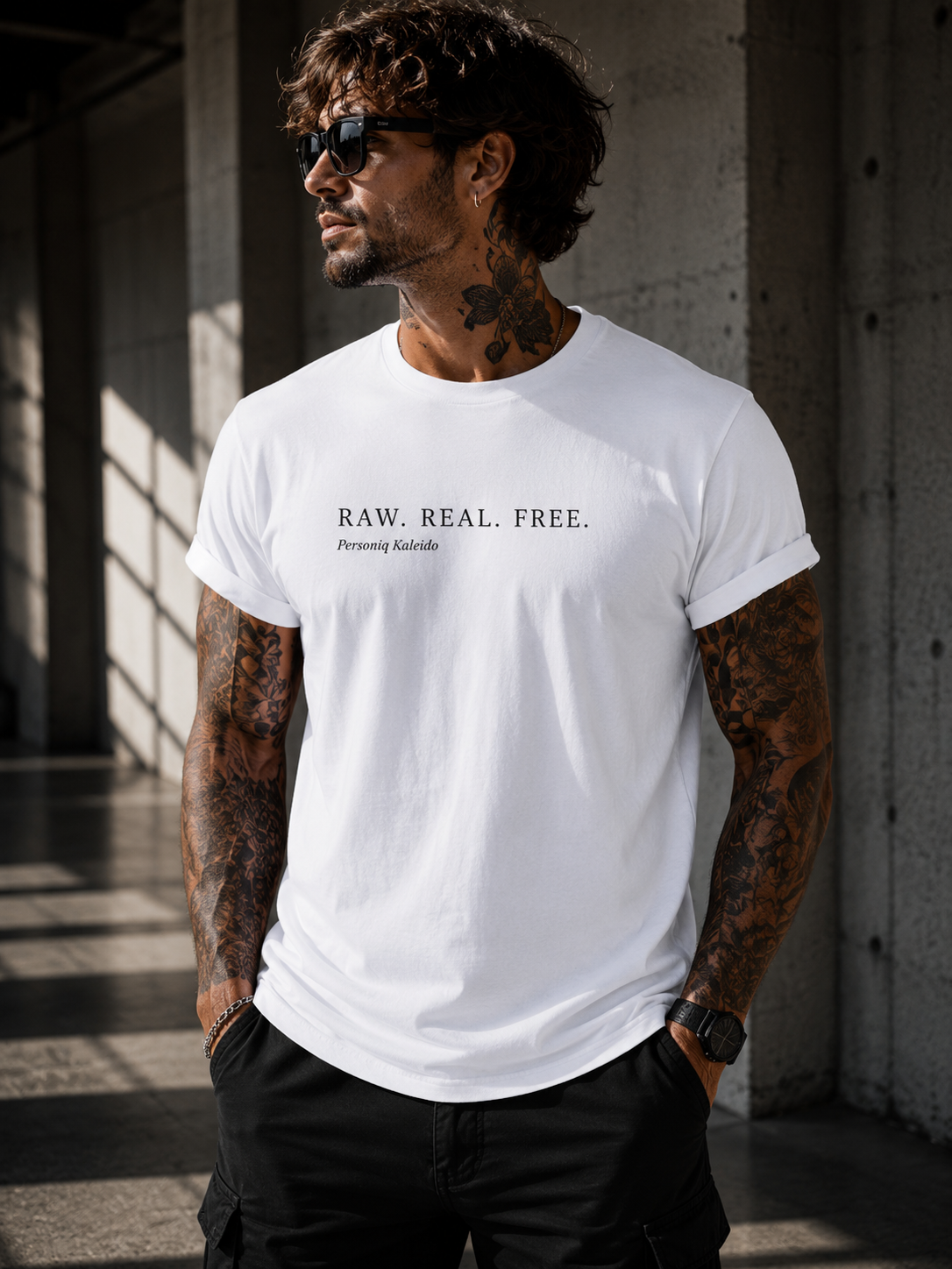 RAW. REAL. FREE. l Performance Unisex Statement T-shirt White