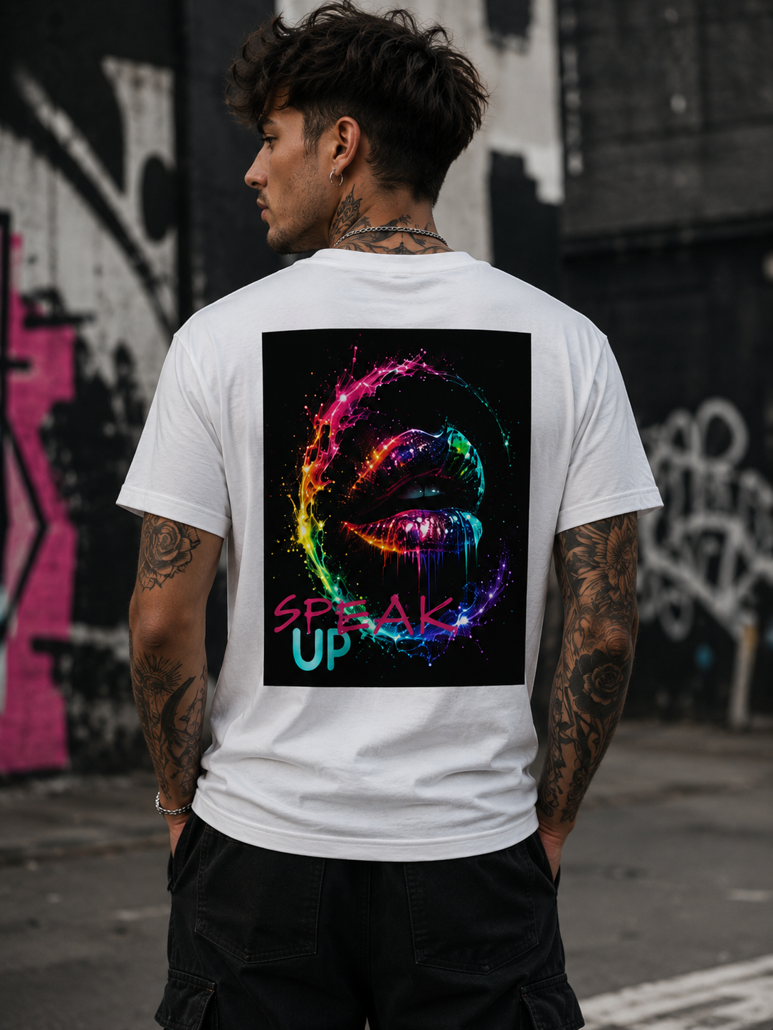 SPEAK UP – Premium Unisex Statement T-Shirt - Neon Artwork