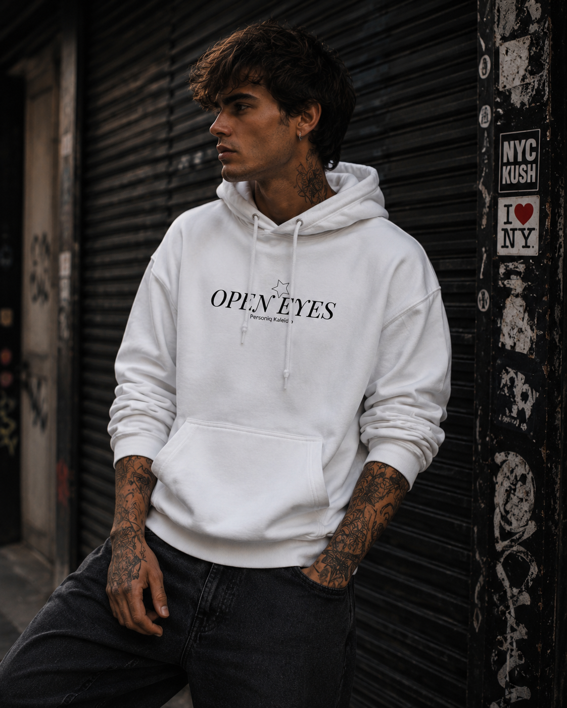 OPEN EYES – Keep Calm and Turn Up the Music | Statement Hoodie | Personiq Kaleido